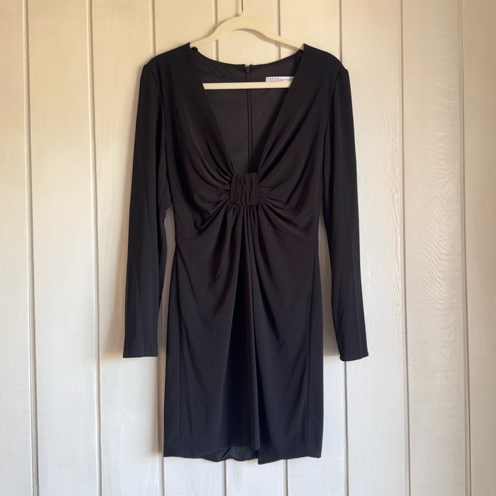 Ieena for Mac Duggal Black Long Sleeve Dress